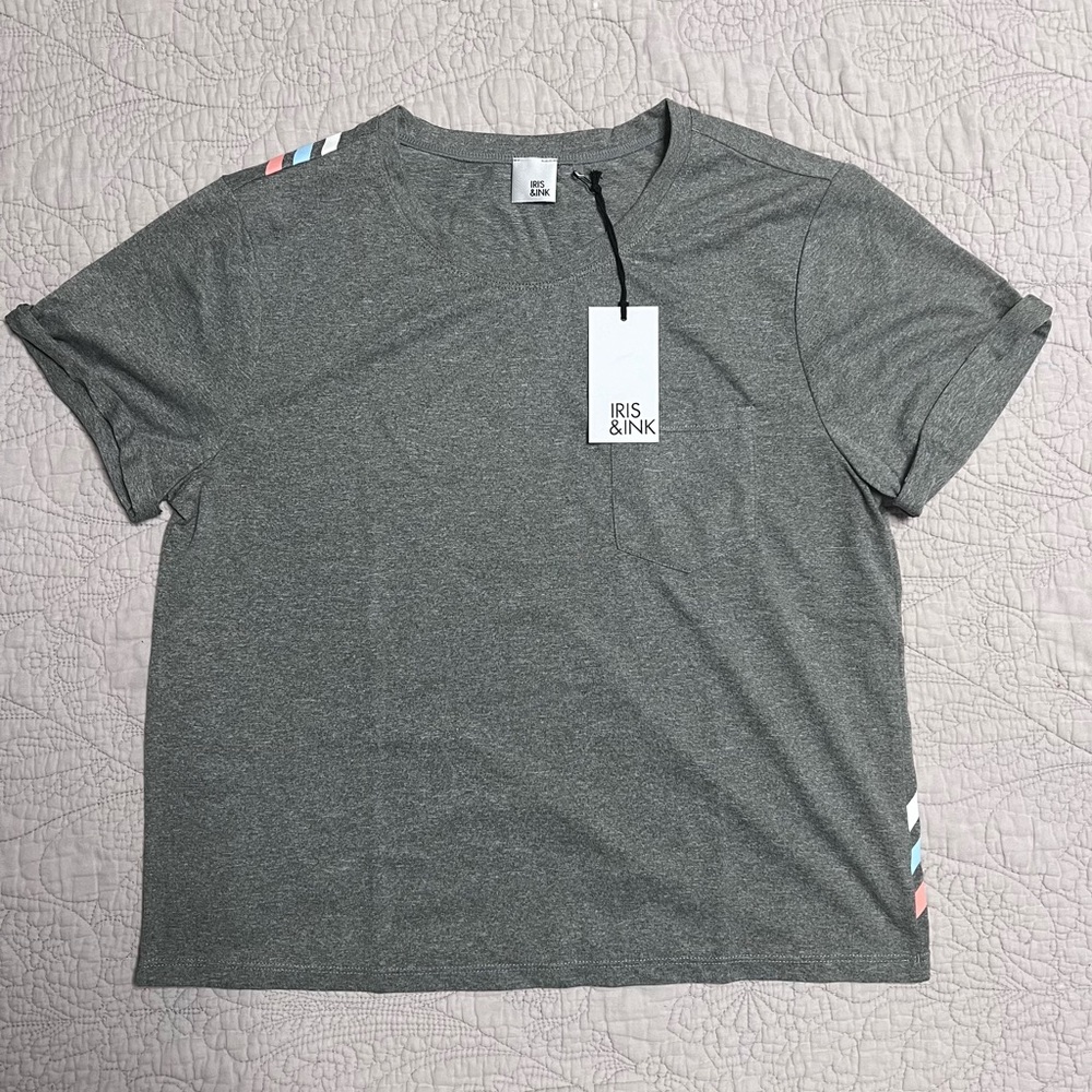 New Iris & Ink Performance Crew Neck T-shirt Heather Gray
